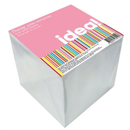 Блок паперу для нотаток 85х85мм 800 арк клеєний, білий idea!